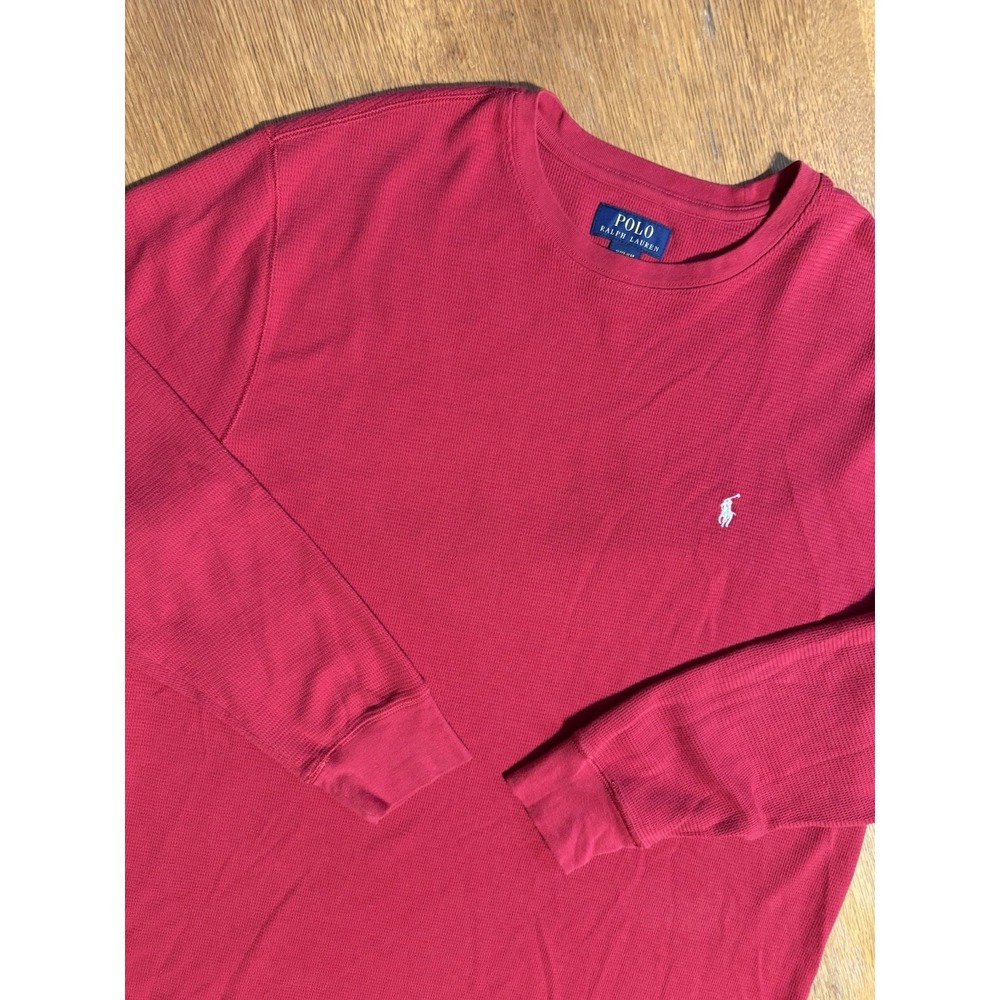 Polo‎ Ralph Lauren Sleepwear Waffle Knit Shirt Mens 2XL Red Long Sleeve
